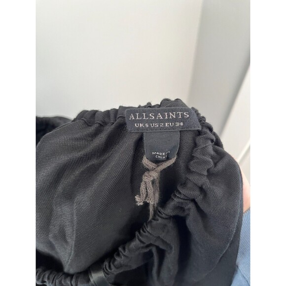 NWT All Saints Ludo Cotton Linen Halter Open Back Midi Dress in Black Sz‎ 2 $249 - Picture 5 of 5